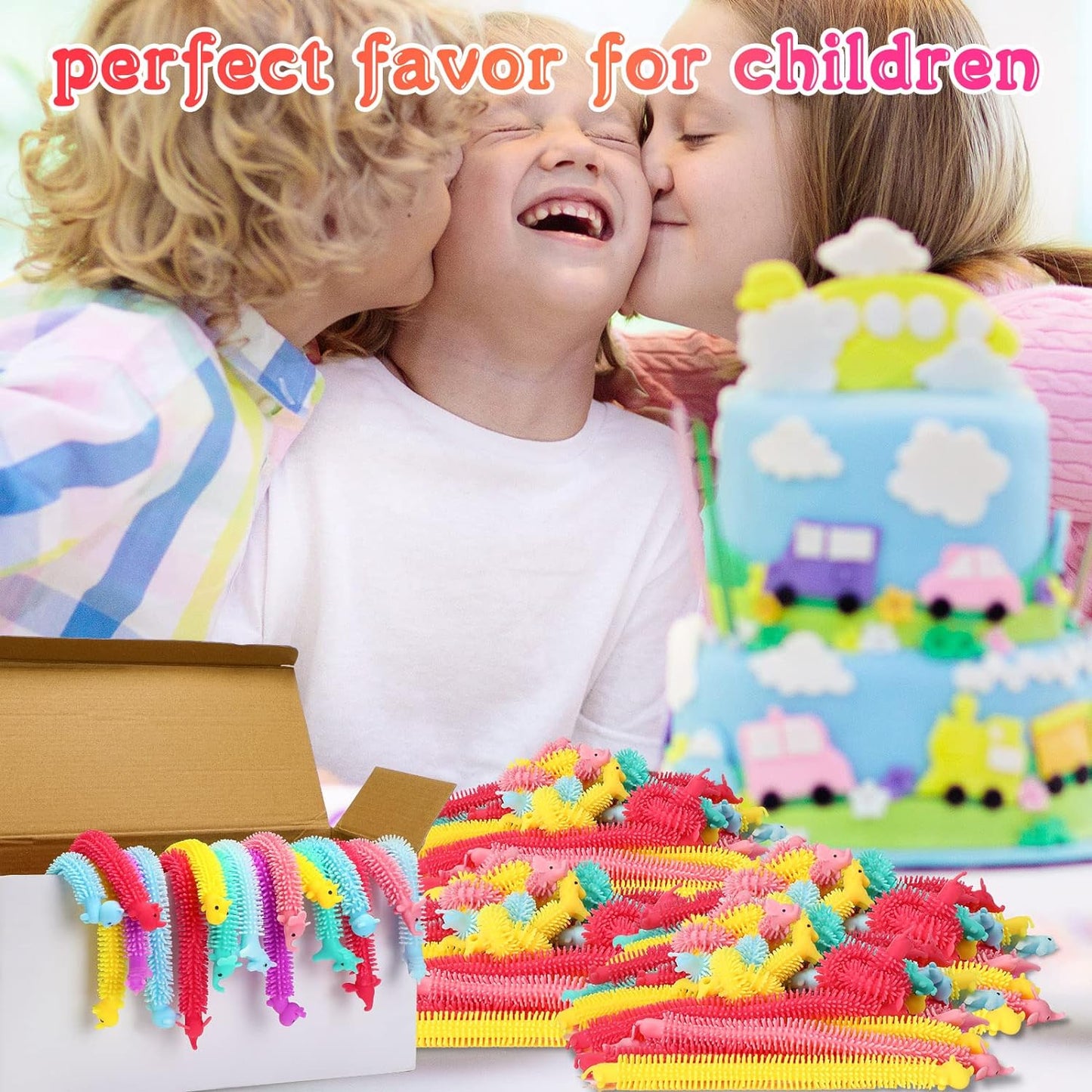 Chivao 150 Pack Bulk Stretchy String Fidget Toys Animal Sensory Toys for Kids and Adults Colorful Fidget Worm Stress Anxiety Relieve Party Favors Goodie Bag Fillers Birthday Gifts (Animal Style)