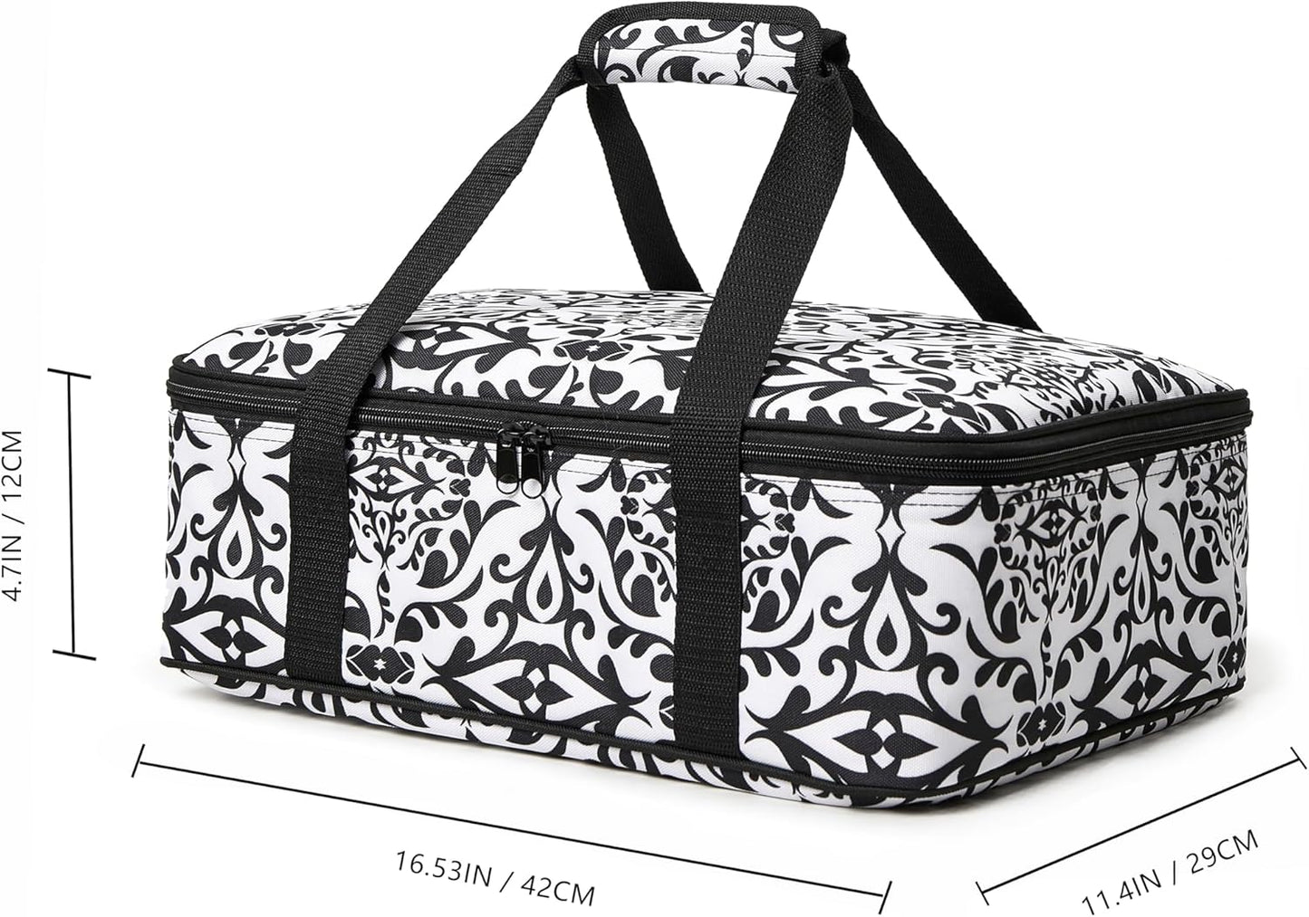 Insulated Casserole Carrier Fit 9"x13" Lasagna Baking Dish Pan for Hot or Cold Food Transport,Portable Reusable Lunch Warmer Tote Bag for Gathering,Camping/Office,Cookouts,Potluck Parties-Black