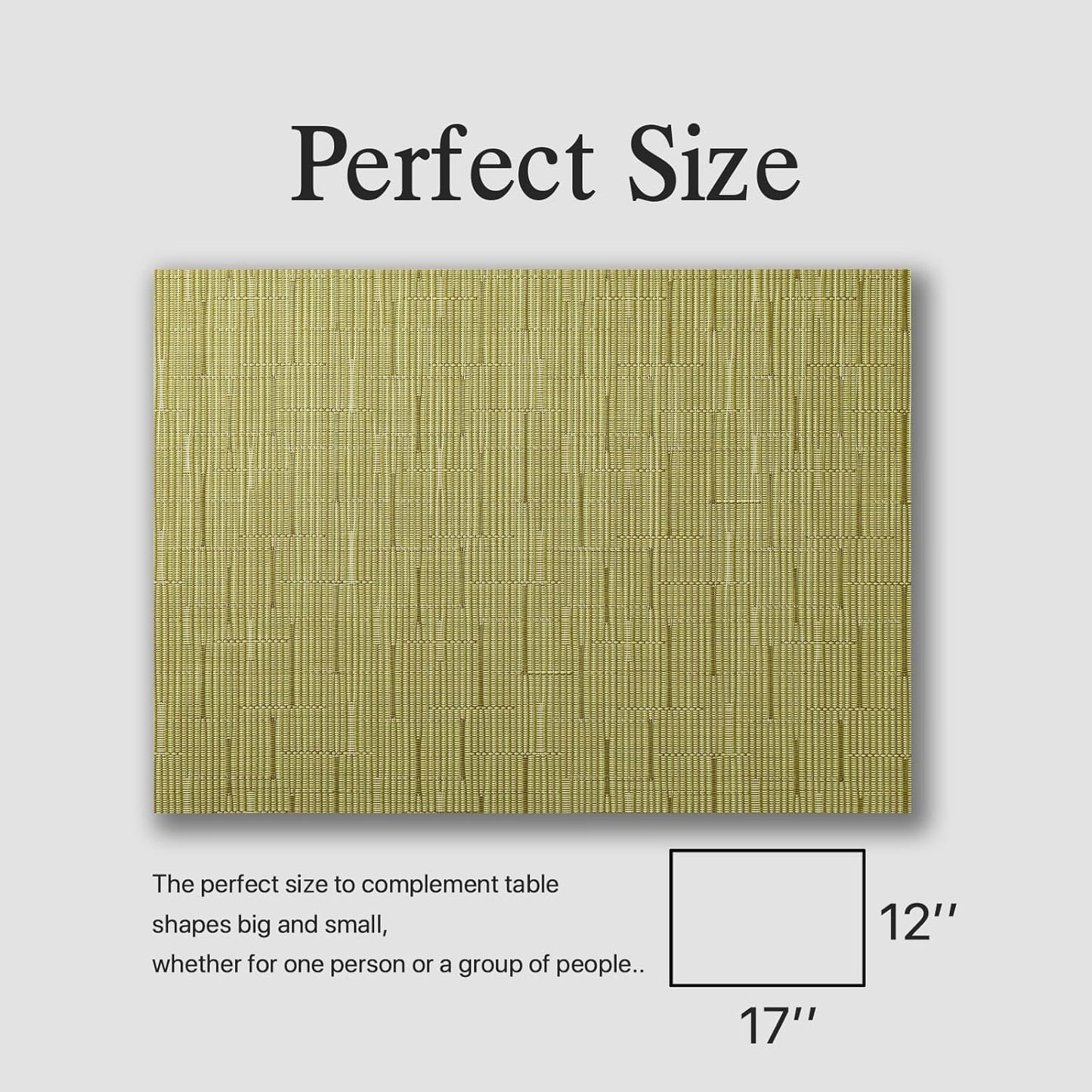Placemats Set of 4 - Easy Clean Woven Vinyl Placemats for Dining Table, Indoor/Outdoor Place Mats, Washable PVC Table Mats （Pea Green）