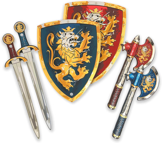Liontouch - Noble Knight Foam Swords, Shields & Axes, Blue & Red | Playfighting Set for Boys, 3-8 Years | Safe Medieval Toy Weapons & Battle Accessories | Pretend Play, Dress Up & Costumes for Kids