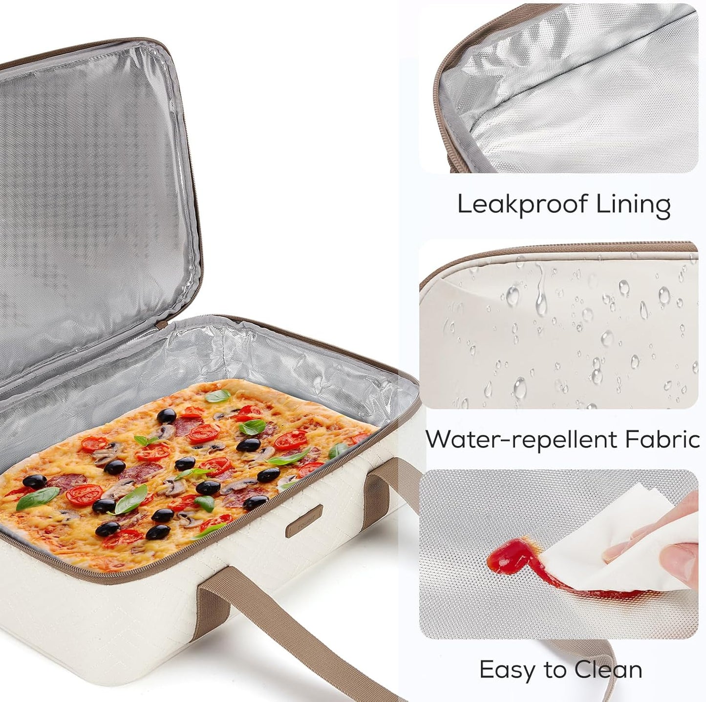 TOURIT Insulated Casserole Carrier for Hot or Cold Food Thermal Food Carrier for Picnic Cookouts Potluck Parties Fits 9" x 13" Baking Dish