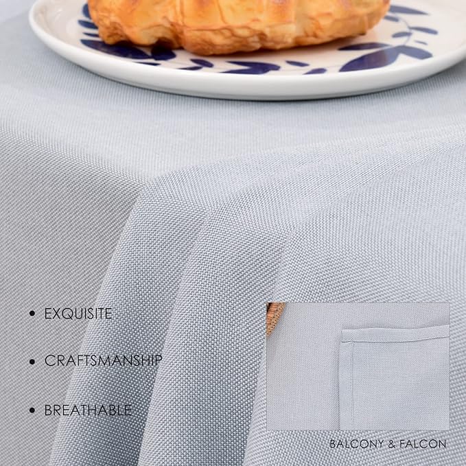 BALCONY & FALCON Table Cloth for 6 Foot Rectangle Tables – Waterproof, Wrinkle-Free Farmhouse Tablecloth for Dining, Kitchen, Wedding, Baby Shower & Holiday Gatherings (Silver, 55" x 95")