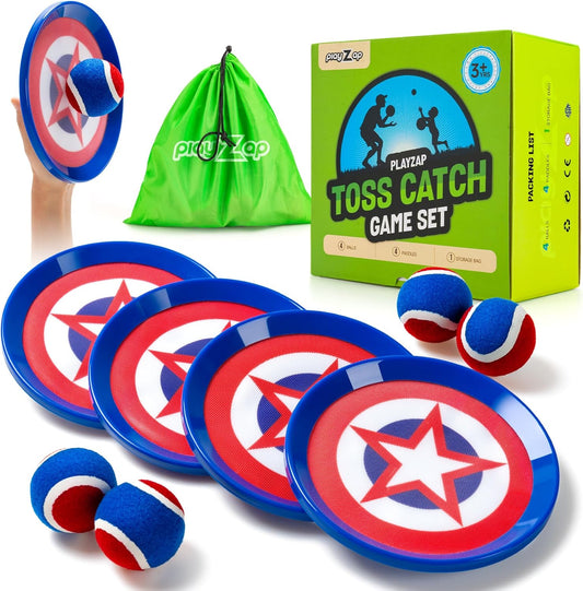 PlayZap Toss and Catch Ball Set Upgraded - Kids Baseball Toys Sturdy PVC for Family Games - Water-Resistant Great for Beach Pool Yard Outdoor - Gift for 3 4 5 6 7 8 9 10 11 12+ Years Old Boys Girls