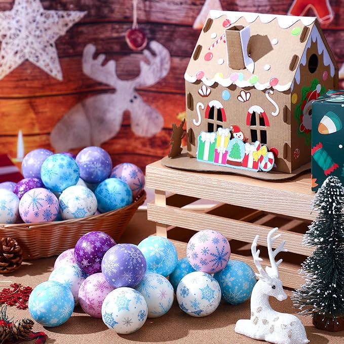 Libima 60 Pcs Snowflake Stress Balls Bulk Winter Fidget Toys 2 Inch Foam Squeeze Balls Snow Stress Ball Sensory Toys Anxiety Relief Gifts for Winter Holiday Christmas Party Favors Bag Filler Stuffers