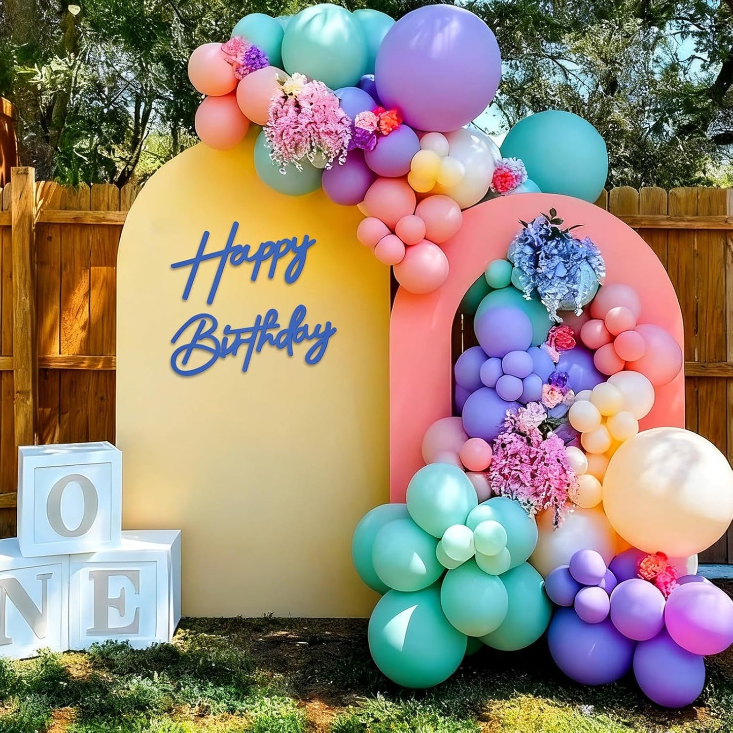 Happy Birthday Sign for Arch Backdrop - Felt Happy Birthday Letters Banner & Sign for Girls, Boys & Adults' Birthday Party Balloon Arch Decorations (Blue)