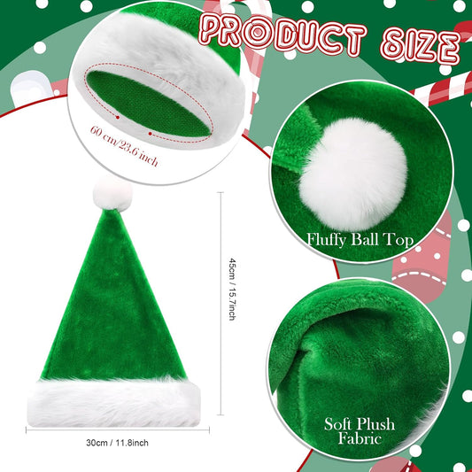 Ramede 36 Pcs Christmas Hats Adult Red/Green/Blue Plush Santa Hats Bulk for Women Men Christmas Xmas Holiday Costume