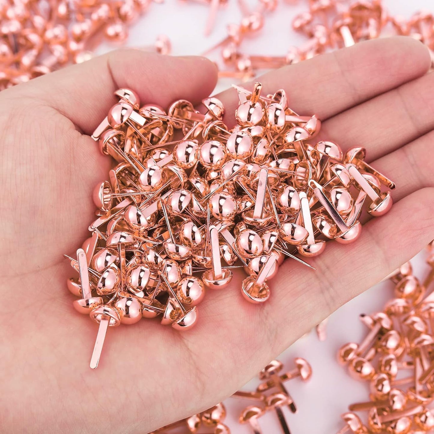 Hotop 500 Pcs Brads for Paper Crafts Metal Round Brass Paper Fasteners for Craft Art Crafting School DIY Supplies(0.3 x 0.6 Inch,Rose Gold)