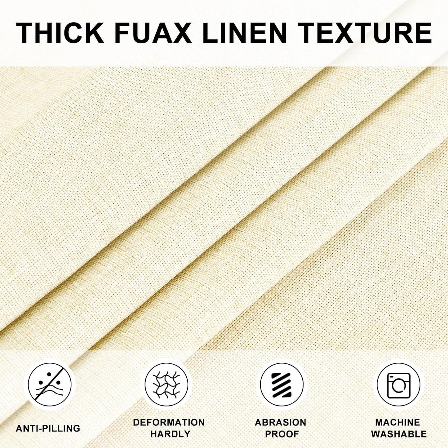 Hiasan Round Linen Tablecloth 50 Inch - Wrinkle and Stain Resistant Washable Polyester Fabric Table Cloth for Dining Room Kitchen Party, Champagne