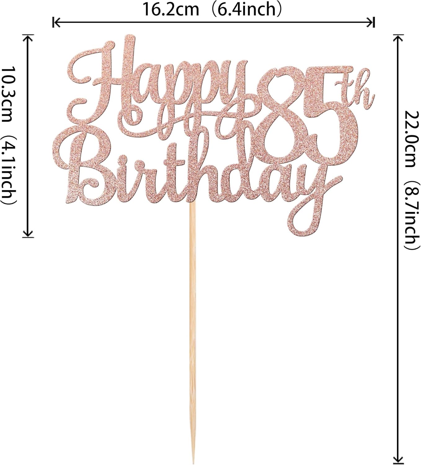 1 PCS Happy 85th Birthday Cake Topper Glitter Cheers to 85 Years Birthday Cake Pick 85 Fabulous Cake Decoration for Happy 85th Birthday Theme Party Decorations Supplies Rose Gold