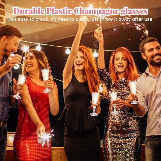 SUREHOME Plastic Champagne Flutes 200 Pack Champagne Glasses Disposable Mimosa Glasses 5 Oz Crystal Clear Plastic Flutes for Party Drinking Cocktail Cups Acrylic Wedding Toasting Glasses Flutes Bulk