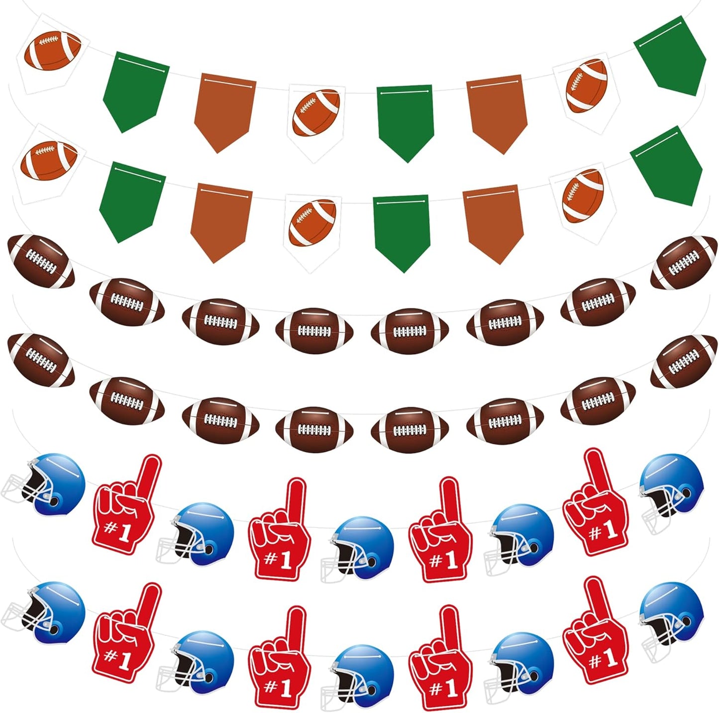 6PC - Football Party Decorations - Football Banner - Football Hanging Decorations Decor for Themed Birthday Party Bowl Game Fans Home Garland Supplies Flag