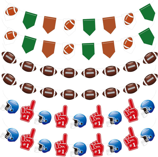 6PC - Football Party Decorations - Football Banner - Football Hanging Decorations Decor for Themed Birthday Party Bowl Game Fans Home Garland Supplies Flag