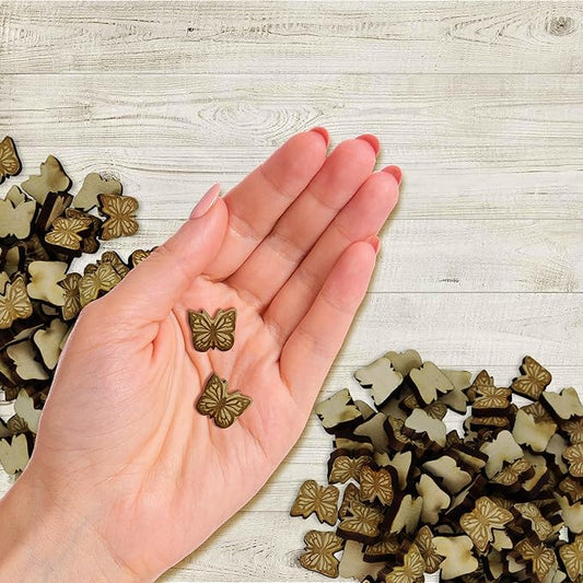 Confetti - Engraved Wood - Rustic Wooden Wedding Decor Party Table Scatter Decorations (Butterfly)