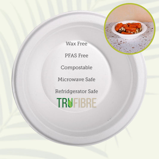 12 Oz Paper Bowls, 100 Pack 100% Compostable Heavy Duty Eco-Friendly Bagasse, Biodegrable Disposable Bowls for Hot, Cold Cereal, Soup, Salad, Bulk