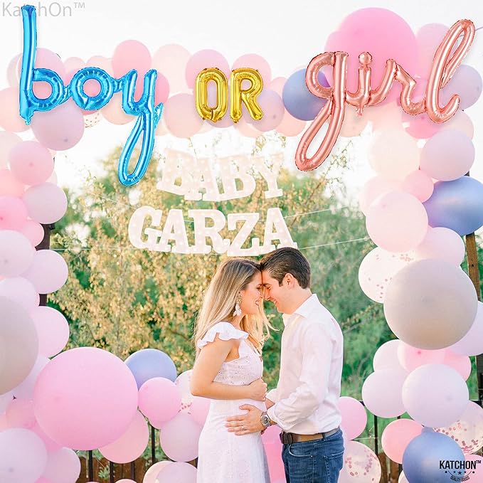 KatchOn, Huge Boy or Girl Balloon Banner - 36 Inch | Boy or Girl Sign for Baby Gender Reveal Decor | Balloon Banner For Baby Shower Decor | Gender Reveal Party Decorations