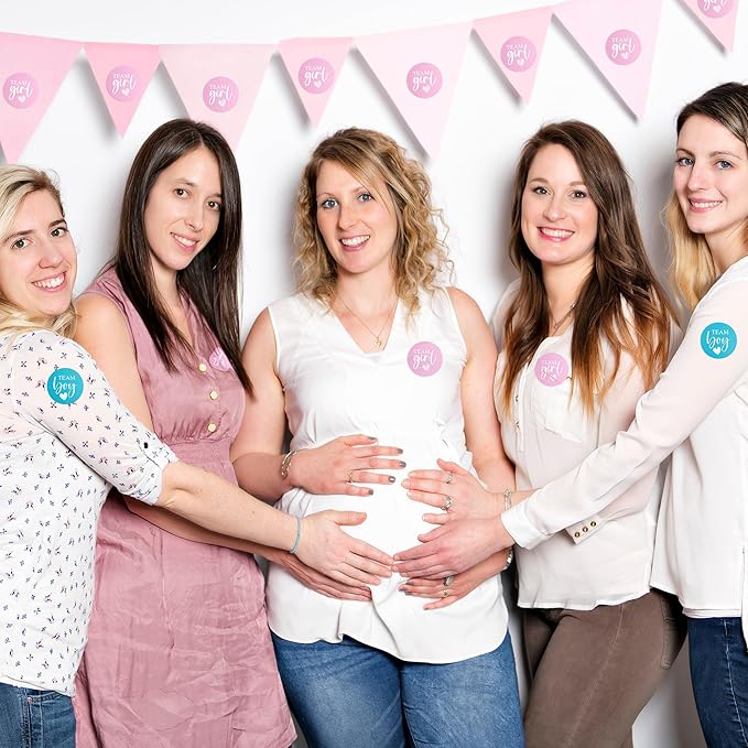 Pink or Blue Baby Gender Reveal Party Stickers – 100 Count (50 Team Boy + 50 Team Girl) – Gender Reveal Decorations & Voting Labels for Guests