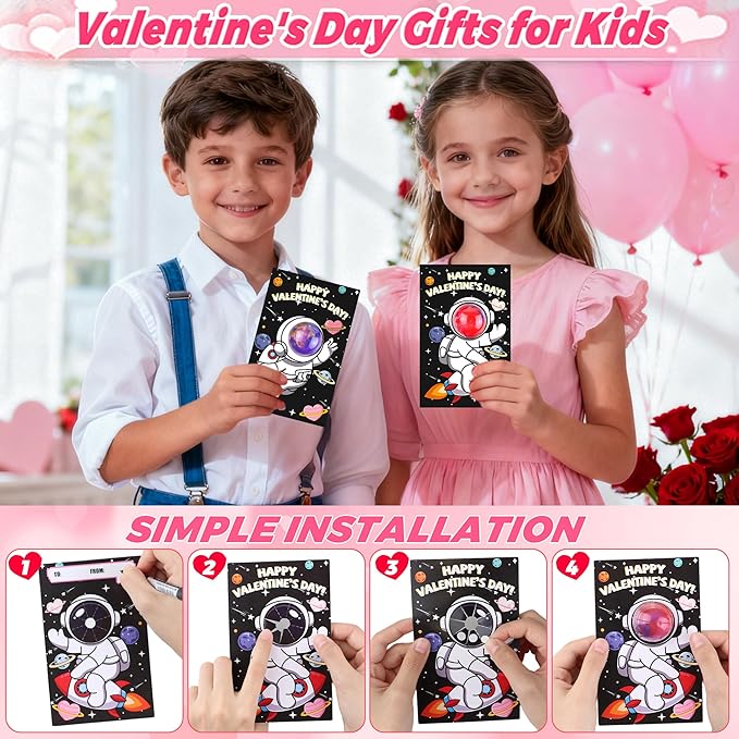28 Pack Valentines Day Gifts for Kids Classroom, Galaxy Slime Kit Valentines Cards for Kids School Class Valentines Day Slime Fidget Toys Valentines Exchange Cards Valentines Party Favors Boys Girls