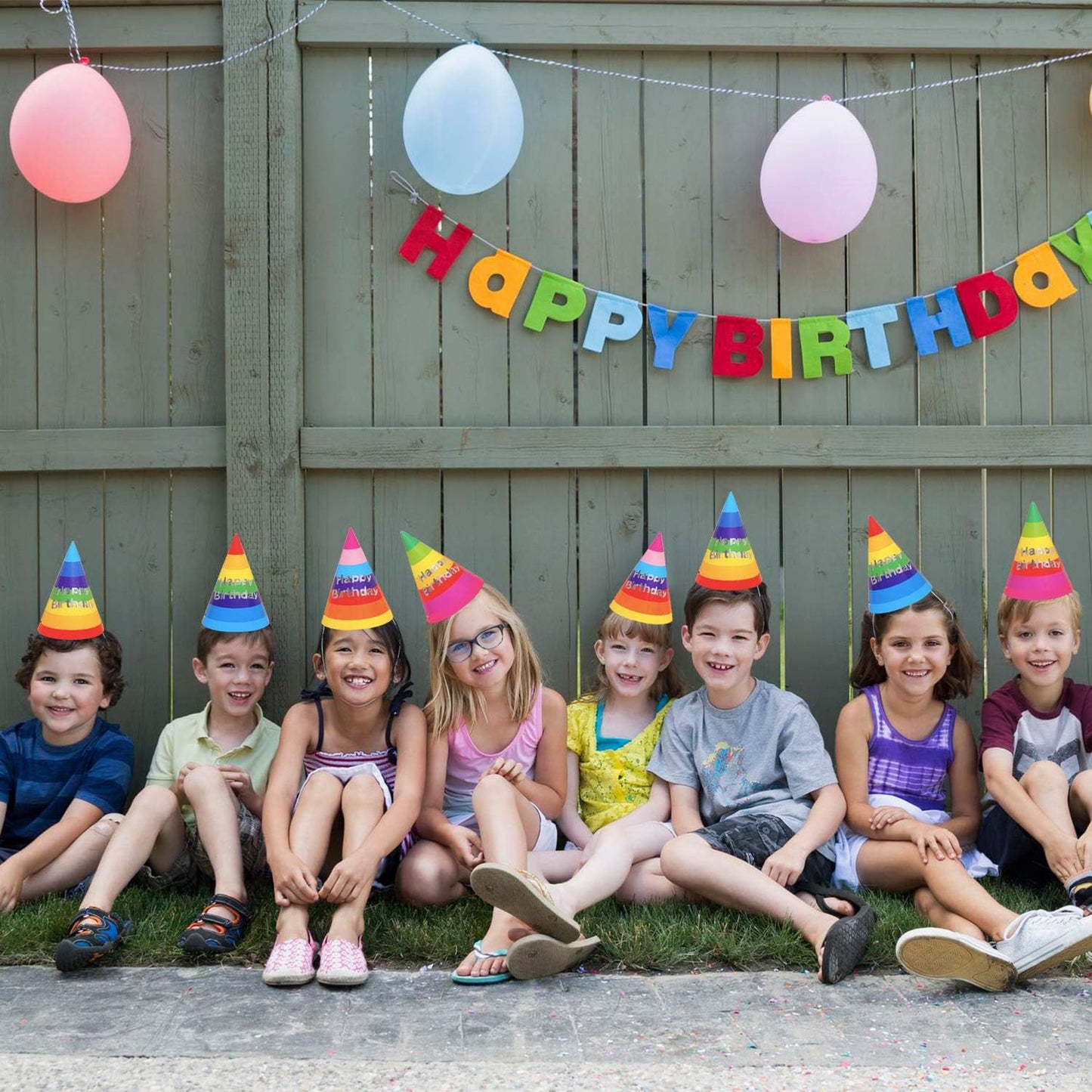 24 Pcs Birthday Party Hats, Colorful Party Cone Hats Birthday Paper Hats Art Craft Caps Rainbow Party Supplies for Kids Adults (Rainbow)