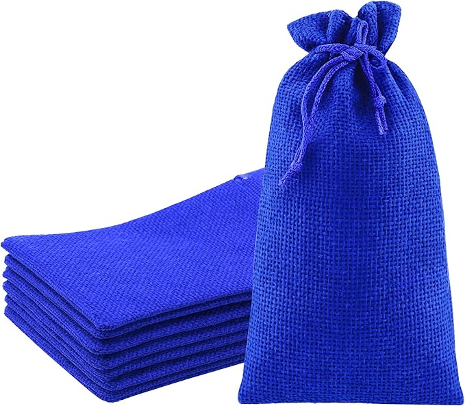 Mandala Crafts 9X12 Inch Royal Blue Burlap Drawstring Gift Bags for Favors - 20 Large Linen Sacks Gift Pouches for Candy, Coffee, Jewelry, Wedding, and Party Supplies