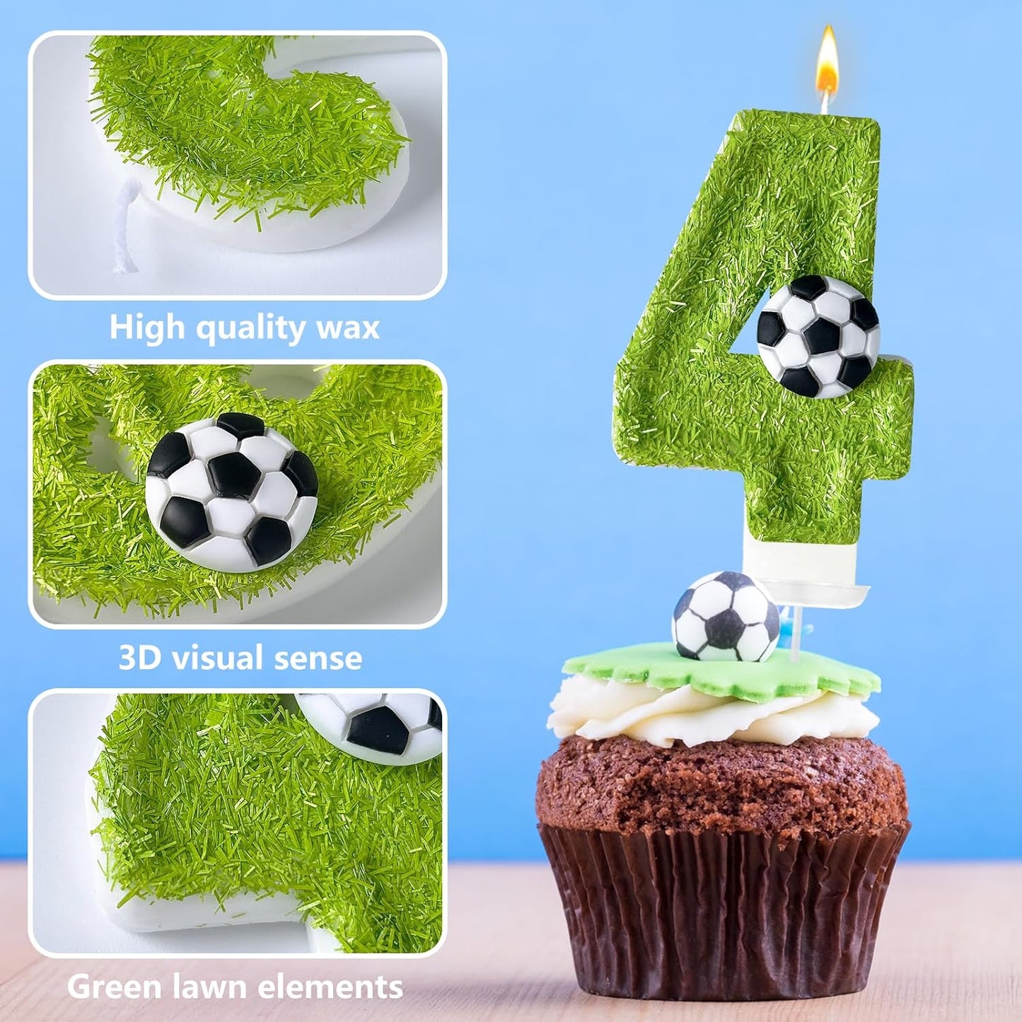 Birthday Candles Numbers，Soccer Birthday Decorations，Suitable for Girl and boy Cake Toppers, Wedding Cakes, Anniversaries, Party Celebrations, Birthday Decorations (Number 14)
