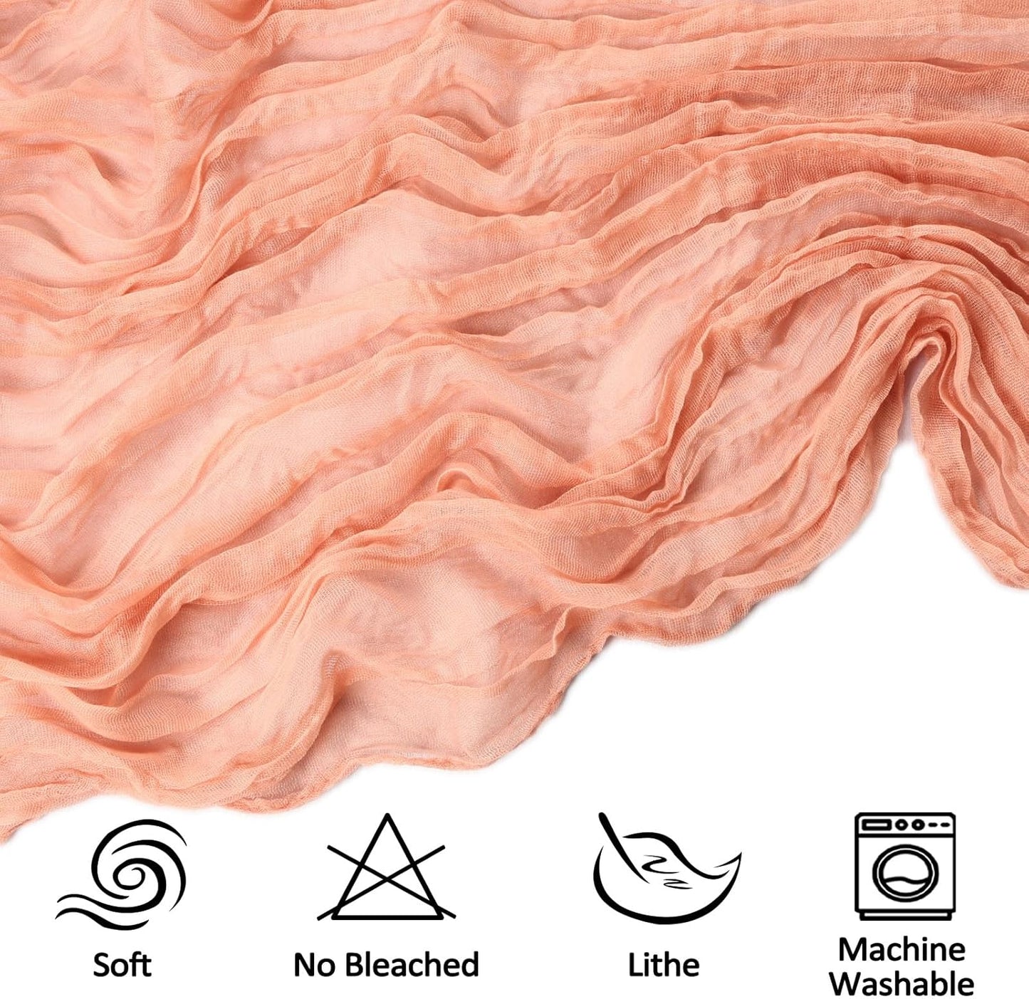 12 Pack 10FT Peach Cheesecloth Table Runner 35x120 Inch Gauze Rustic Boho Table Runner Cheese Cloth for Wedding Decor Birthday Party Bridal Baby Shower Table Centerpiece Decoration