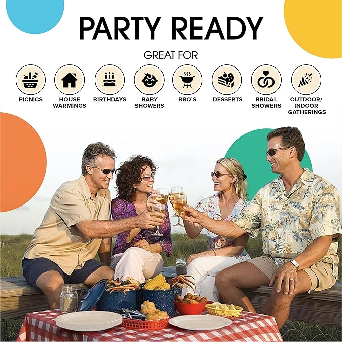 Exquisite Party Solids Ivory Paper Plates Disposable Heavy Duty 7 Inch Ivory Disposable Plates For Party 100 Pcs Heavy Duty 350 GSM, Birthday Supplies