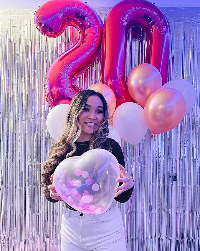Hot Pink Number 2 Balloon 40 Inch, 2nd Birthday Decoration for Toddlers Girls Boys, Sparkling 2 Number Balloon Party Decor
