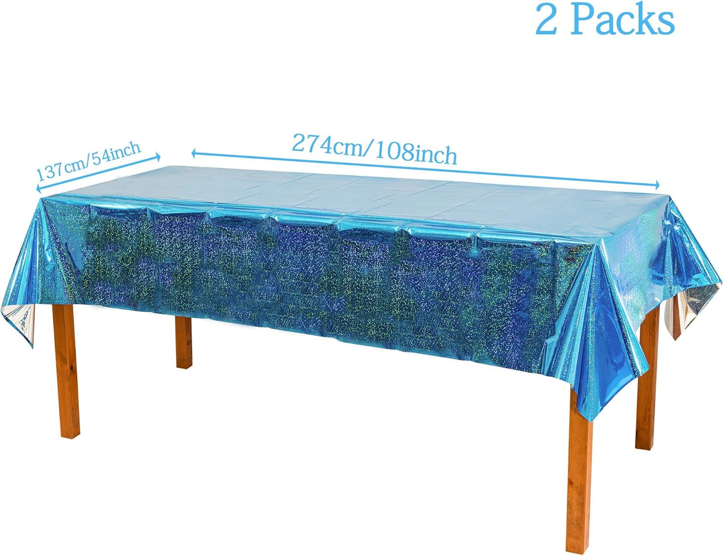 GREATRIL Blue Party Table Cover Decoration Tablecloth for Frozen/Winter onederland/Under Sea/Ocean Theme Party Decorations Rectangle Tablecover with 54'' x 108'' - 2 Packs