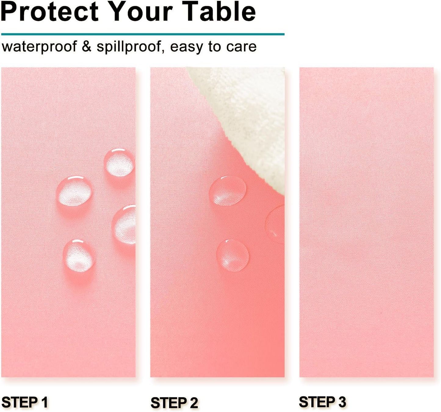 Hiasan Rose Pink Tablecloth for Rectangle Tables - Waterproof Washable Polyester Fabric Table Cloth for Buffect Dining Birthday Party Wedding, 54 x 120 Inch