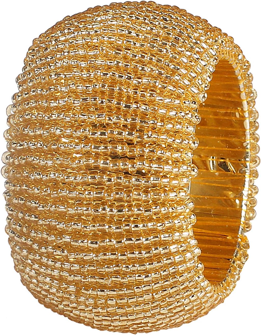 Handmade Beaded Napkin Rings Set of 6 - Gold Napkin Holders, 2.5-Inch Elegant Table Décor, Handcrafted by Skilled Artisans - Perfect for Weddings, Parties & Everyday Dining
