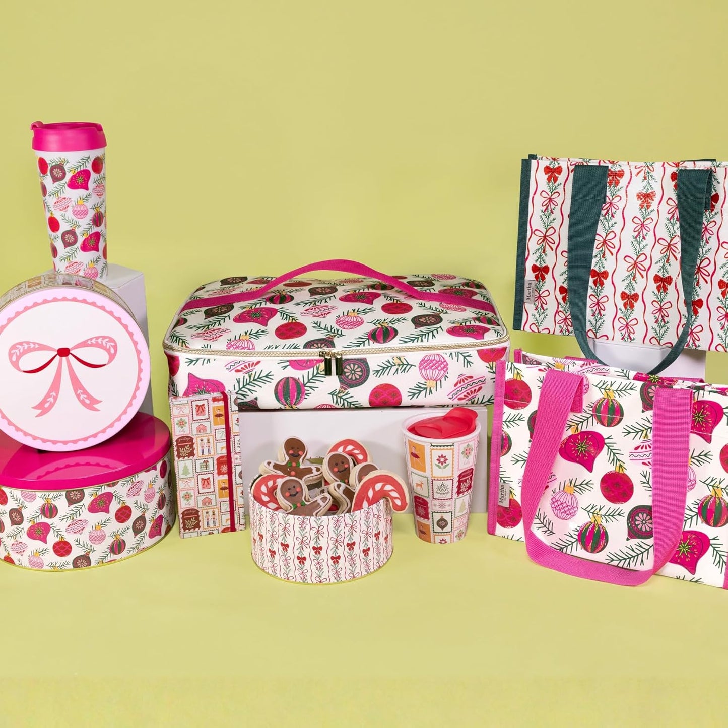 Martha Stewart Casserole Carrier for Hot or Cold Food, Fits 11.5” x 16.5” Dish, Insulated Food Carrier for Picnics, Cookouts, and Potlucks (Ornaments)