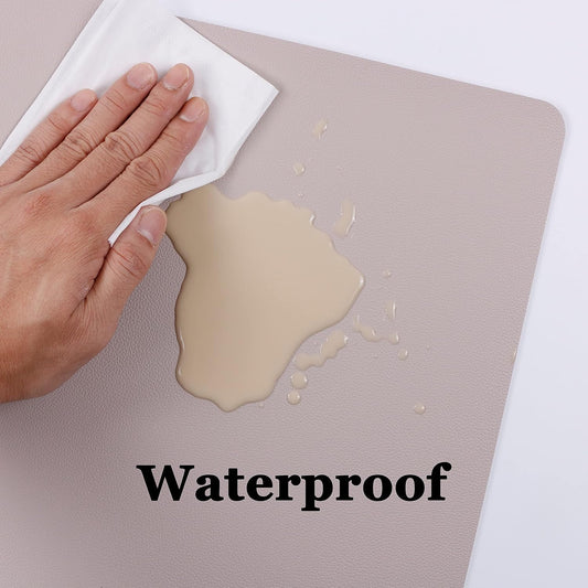 Wipeable Placemats Set of 2 Table Mats Easy to Clean Waterproof Kitchen Mats for Dining Table Outdoor Indoor (2, Taupe)