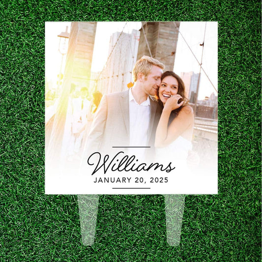Andaz Press Fully Custom Photo Last Name Custom Wedding Cake Topper, Acrylic Picture Square Personalized Couple Cake Topper