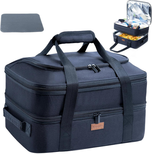 BAGSPRITE Expandable Insulated Casserole Carrier for Hot or Cold Food, Casserole Dish Carrying Case,Thermal Lasanga Lugger Tote for Pockluck, Parties, Picnic, Fits 9" x 13" Baking Dish,