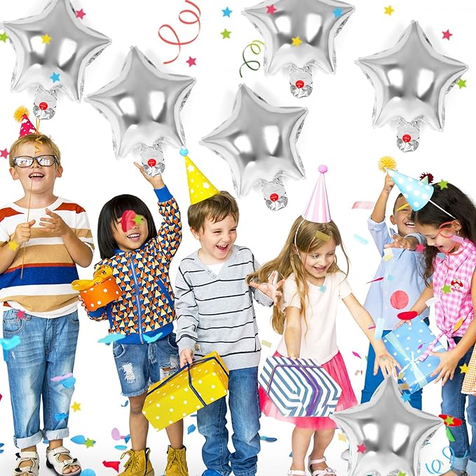 50 Pcs Star Balloons,10 Inch Star Foil Balloons,Stars Shaped Balloon Mylar Helium Balloon for Birthday Party Anniversary Wedding Baby Shower Decorations (10inch-silver)