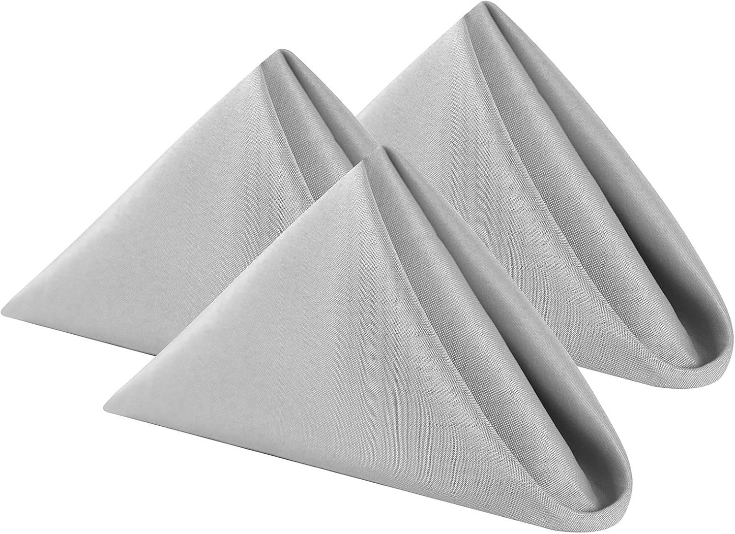 Cloth Napkins 17x17 inch Washable Polyester Dinner Napkins Soft Table Napkins for Wedding Party Dining Banquet(Silver,25PCS)