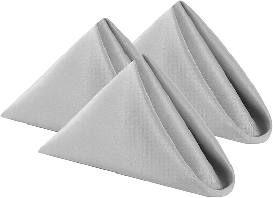 Cloth Napkins 17x17 inch Washable Polyester Dinner Napkins Soft Table Napkins for Wedding Party Dining Banquet(Silver,100PCS)