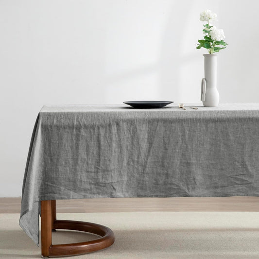 EVERLY 100% Pure Linen Rectangle Tablecloths 60x108Inches for Dining,Buffet Parties,Picnic,Events,Weddings and Restaurants,Decorative Halloween,Thanksgiving Machine Washable Tablecloths-Light Grey