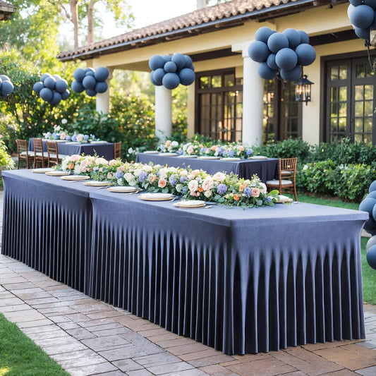 4 Pack Spandex Navy Blue Fitted Table Cloth for 6ft Rectangle Tables Navy Blue Stretch Tablecloth Table Covers Banquet Table Clothes Wrinkle Free Table Skirt for Parties Wedding
