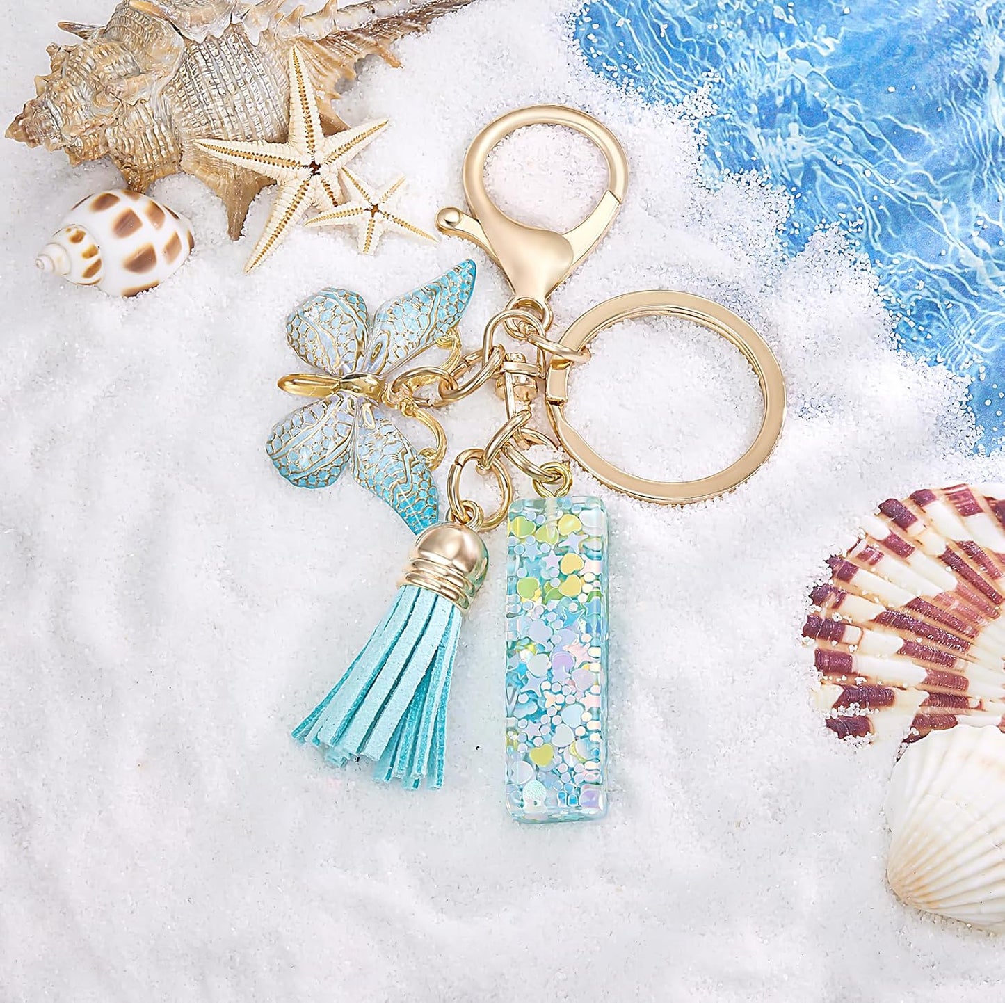 Fashion Alphabet Initial Letter Keychain Tassel Butterfly Pendant Key Ring for Purse Handbags Women Girl