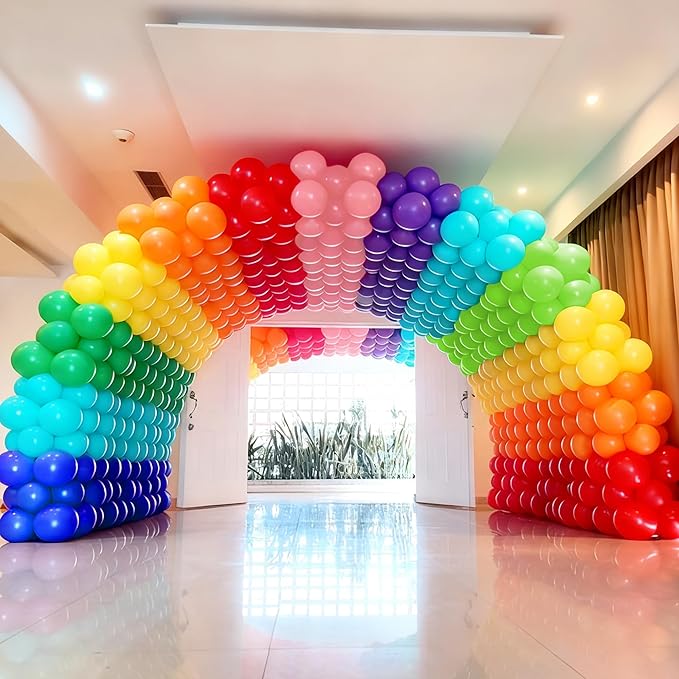 Rainbow Balloons 12 inch, Red Dark Purple Orange Yellow Lime Green Light Blue Pink Latex Balloon 50pcs Party Balloons for Colorful Rainbow Baby Shower Birthday Party Decorations