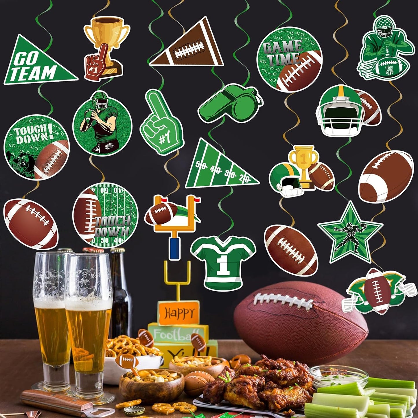 40Pcs Football Hanging Swirl Football Party Decorations Sports Football Theme Party Swirls Football Ceiling Hanging Swirls Football Hanging Decorations for Sport Football Birthday Party Decor