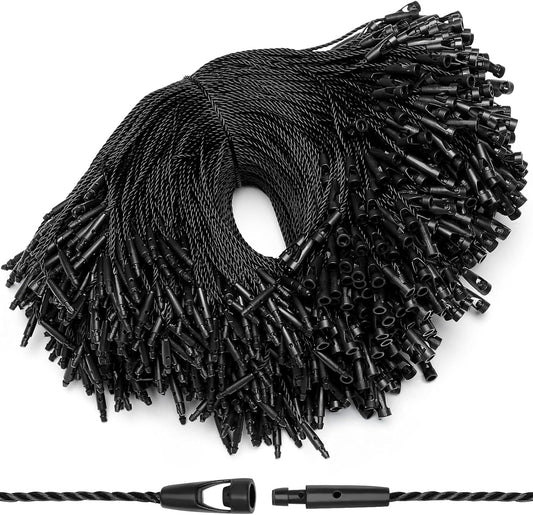 EUSOAR Tag String, 5.9" 1000Pcs Nylon Rope Snap Lock Security Pin Loop Fastener Hook Ties Fast to Attach Gift Clothing Price Hanging Tag Strings for Retail Store Boutique-Black