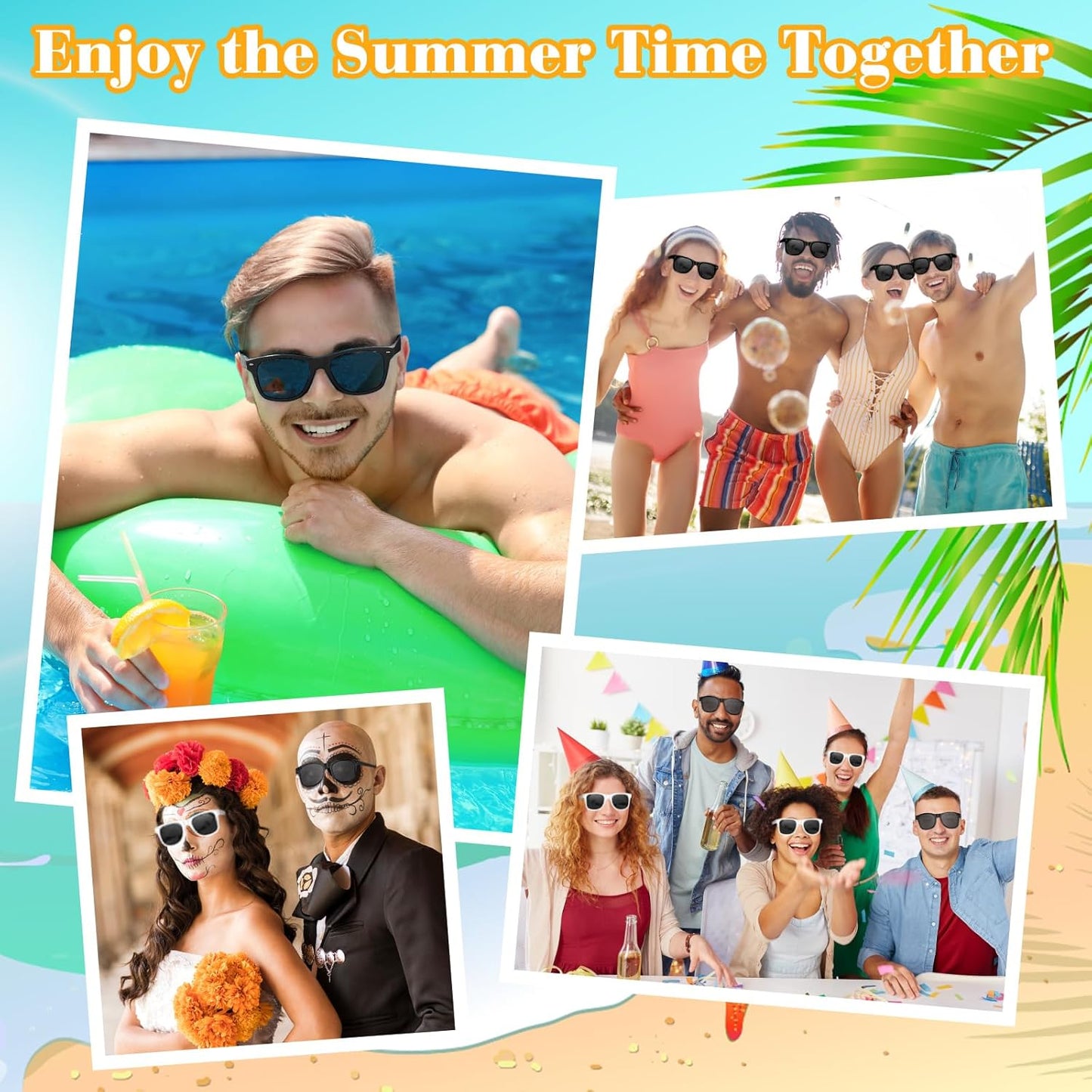 ASTARON Black Sunglasses Bulk, 6/12/24/48 Pack Sunglasses Party Favors for Summer Beach Pool Birthday Wedding Party Supplies