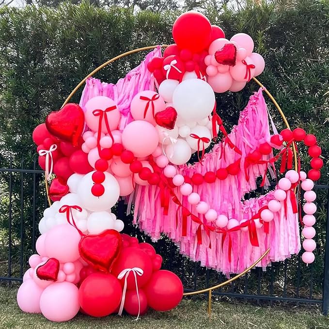 YMSZ Red and Pink Balloons Arch Kit, Valentines Balloons Arch,134pcs Pink and Red Balloon for Birthday, Valentines, Anniversary Party Decorations