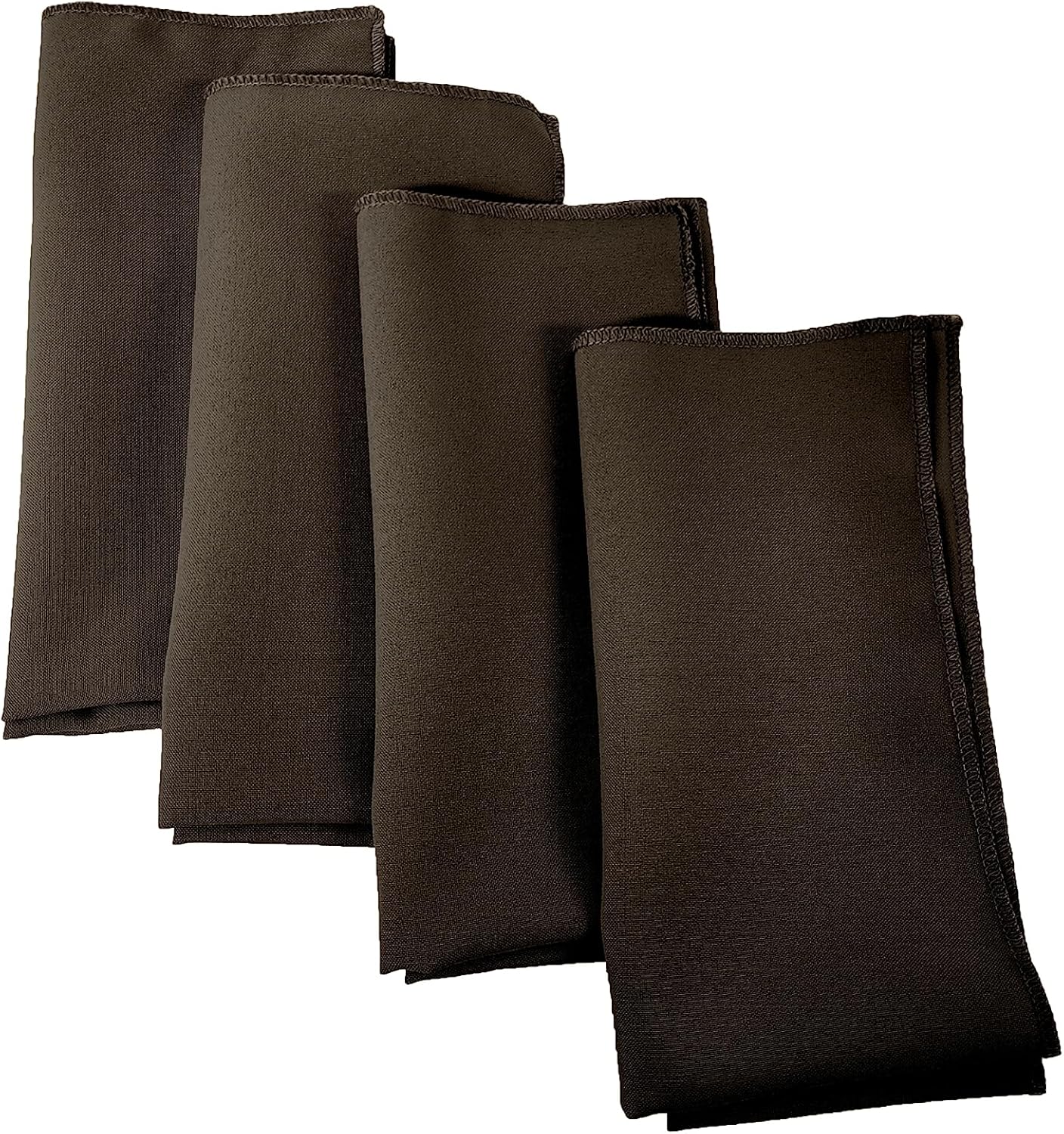 LA Linen 4-Pack Poly Blend Napkins - Soft, Washable, Stain & Wrinkle Resistant - Dinner & Wedding Napkins - Brown, 18x18