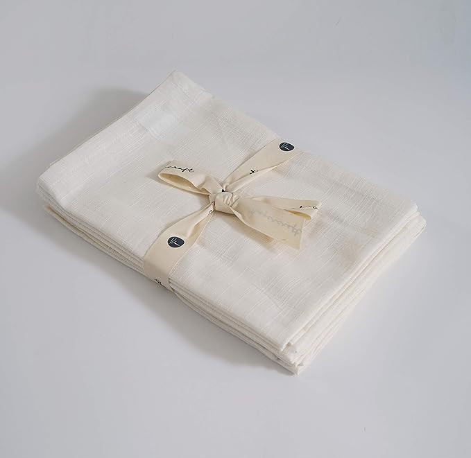 FINGERCRAFT Cloth Napkins Set of 6 Cotton Blend 20x20 Inch Large Size Dinner Napkins Cloth Perfect for Parties Dinners Weddings Cocktail Christmas Easter Stonewashed Off White