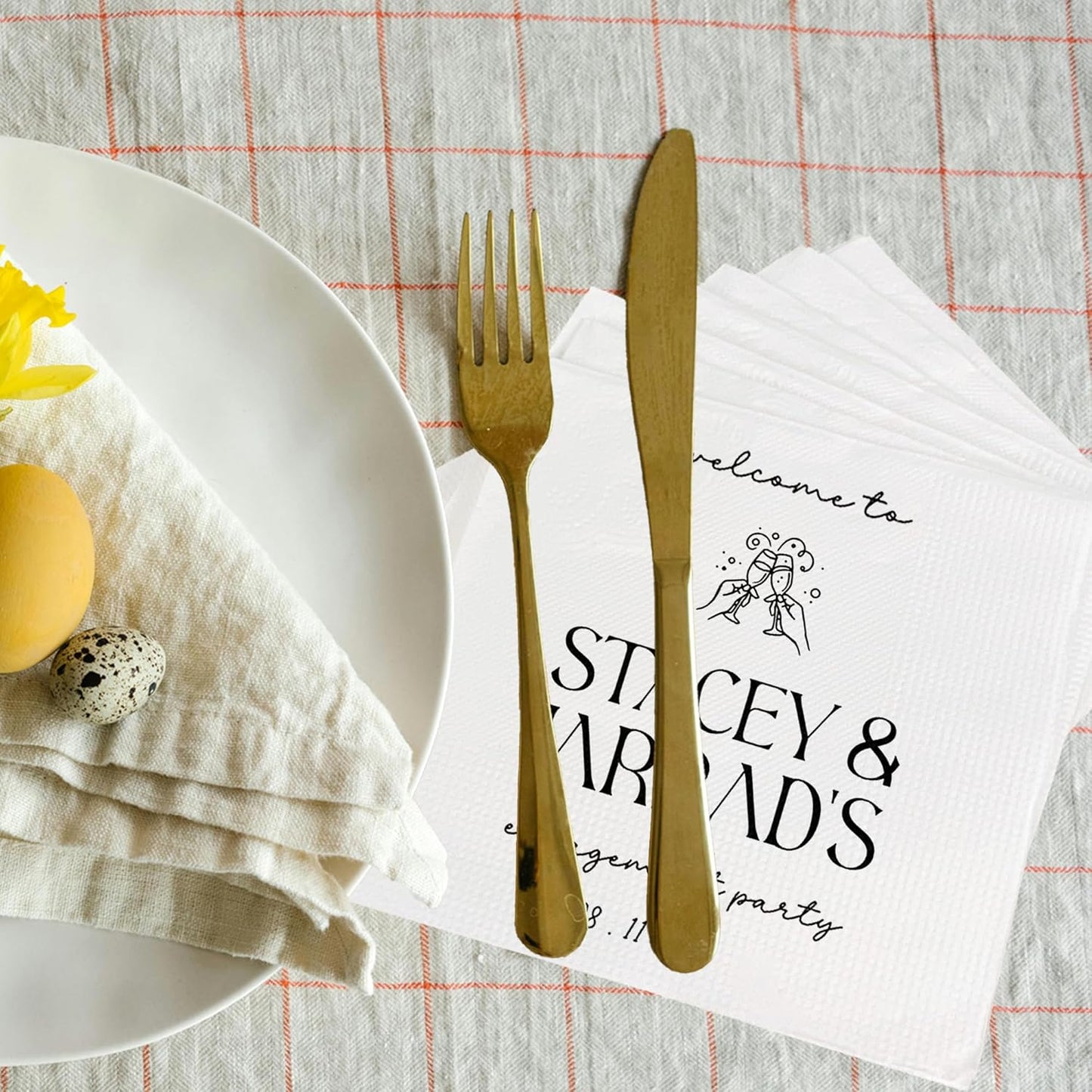 Luxury Custom Pack 15pcs Engagement Napkins, Engagement Napkins for Party, We're Engagement Napkins, Engagement Beverage Cocktail Luncheon Dinner Napkins 1