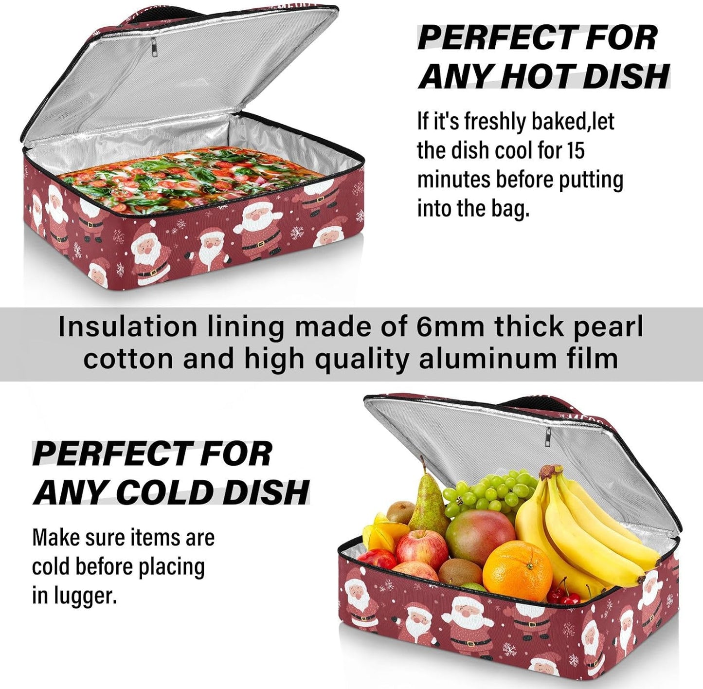 Casserole Carriers for Hot or Cold Food Reusable Casserole Dish Carrier Insulated Thermal Large Capacity Durable Perfect for Party Camping Family Gatherings Yellow Fish
