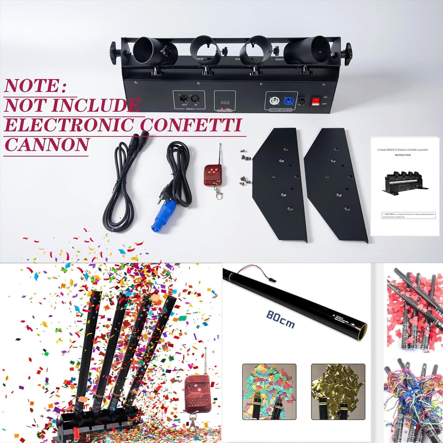 4HEAD Electric Confetti Launcher Confetti Shooter with Wireless Remote for DJ Party Nightclub Wedding Stage Concert Event Show
